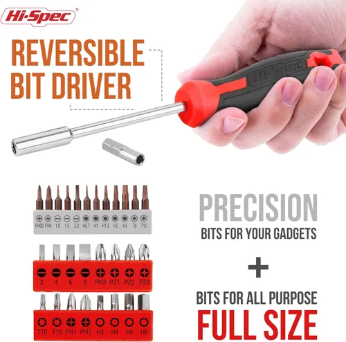Miniatura 3 de Hi-Spec Juego de herramientas, kit de herramientas para el hogar rojo y juego de herramientas de inicio para el hogar y la oficina, caja