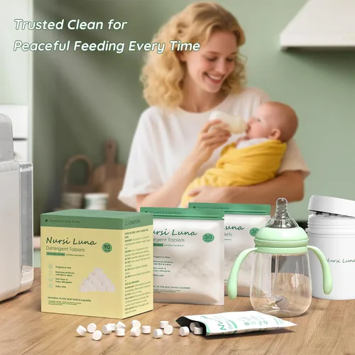 Miniatura 6 de Nursi Luna Tabletas de Detergente para Lavavajillas de Biberones de Todas las Marcas, 90 Unidades Fórmula Suave Tabletas de Detergente