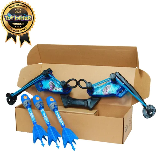 Miniatura 2 de Paquete de arquero Zing HyperStrike FireTek, arco con iluminación y flechas Zonic con silbato luminoso, dispara flechas a más de 60 metros, juego al