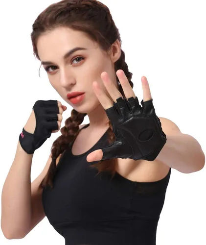Anser 7150282 Guantes cortos sin dedos para mujer, medio dedo, para yoga, gimnasio, fitness, entrenamiento de culturismo