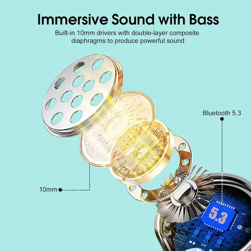 Miniatura 3 de Auriculares inalámbricos, 2023 Nuevos auriculares deportivos ultraligeros Bluetooth 5.3 con pantalla LED, auriculares con micrófono incorporado