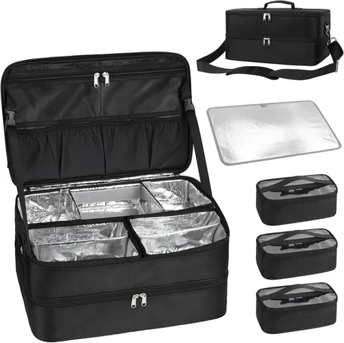 Miniatura 11 de Estuche de maquillaje extra grande, bolsa de viaje para artistas de maquillaje profesional, doble capa, ligera, XL, estuche organizador de viaje
