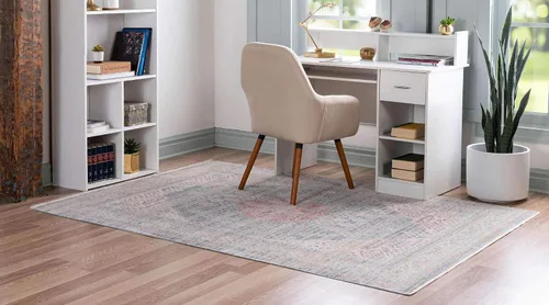 Miniatura 3 de Unique Loom Noble Collection - Alfombra de área tradicional, envejecida, vintage, geométrica, con borde (2' 2 x 3' 0 rectangular, azul/beige)