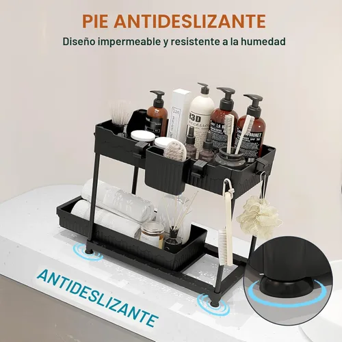 Miniatura 8 de Sevenblue Paquete de 4 organizadores para debajo del fregadero, organizadores de baño y almacenamiento, organizador de armario extraíble multiuso