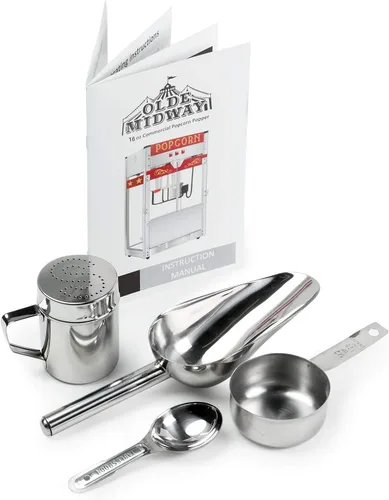 Miniatura 7 de Olde Midway Máquina comercial para hacer palomitas de maíz con hervidor extra grande de 16 onzas, color rojo