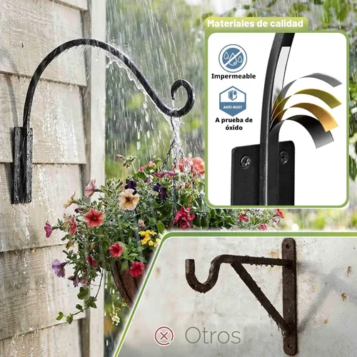 Miniatura 7 de Qiang Ni Colgador de plantas de alta resistencia, soporte de metal para plantas de montaje en pared de 16 pulgadas, 80 libras, para interiores