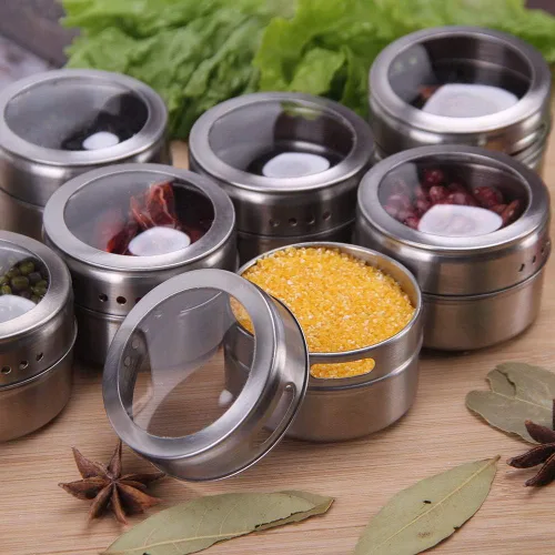 Miniatura 3 de 12 potentes latas magnéticas para especias: recipientes de almacenamiento de especias de acero inoxidable, tarros de especias de cocina con tapa 12