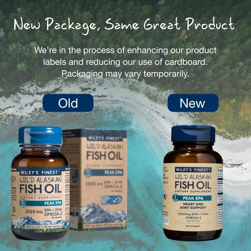 Miniatura 3 de Wiley's Finest Wild Alaskan Fish Oil Peak EPA - Triple Strength Peak EPA y DHA - 1000 mg Omega-3, certificado SQF, 30 cápsulas blandas (30 porciones)