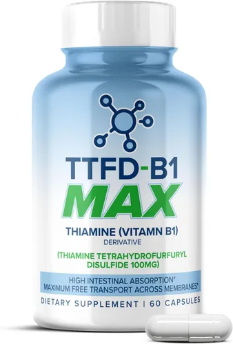 MAXLIFE NATURALS TTFD - Suplemento de tiamina B1 – 60 cápsulas, suplemento de tiamina de vitamina B1 de alta potencia para enfoque, apoya la función