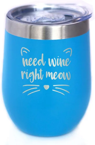 Miniatura 7 de Need Wine Right Meow - Vaso de vino de gato con tapa deslizante, vaso aislado de acero inoxidable sin tallo, regalos divertidos y bonitos