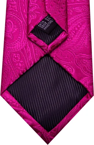 Miniatura 146 de Barry.Wang - Juego de corbata de seda para hombre, diseño de cachemira, pañuelo y gemelos de bolsillo