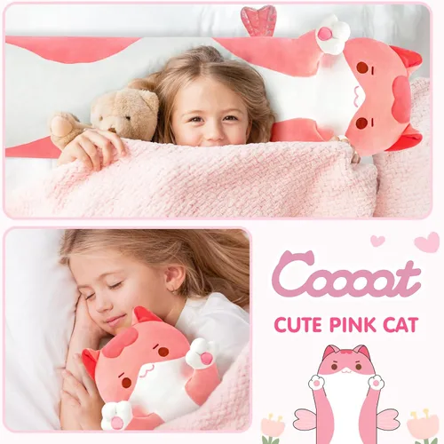 Miniatura 7 de Caaaat Almohada larga de felpa con forma de gato – Lindo animal de peluche suave, almohada extra larga para acurrucarse, regalo para niños y niñas