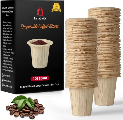 Fanativita Filtros de café desechables (2.1 pulgadas de alto) para My K-Cup, K-Carafe, Cuisinart SS-RFC y otras tazas de filtro reutilizables