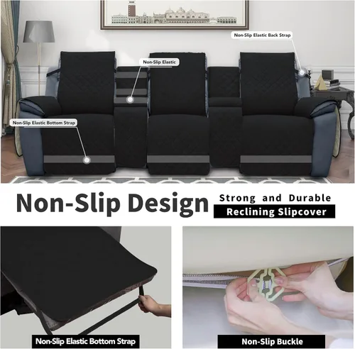 Miniatura 4 de Easy-Going - Funda reclinable con consola, funda de sofá reversible para sala de estar, funda de sofá dividida para cada asiento con correas