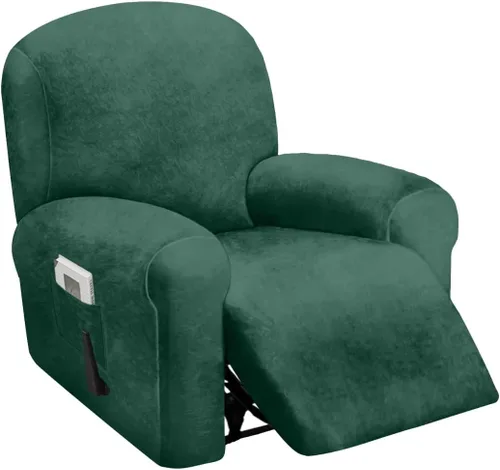 Miniatura 9 de ULTICOR Funda reclinable de terciopelo para sofá reclinable de 4 piezas, 1 asiento, fundas elásticas de terciopelo para sofá reclinable de 1 cojín