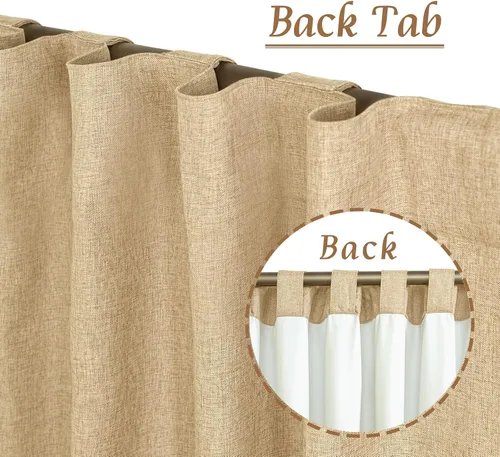 Miniatura 2 de LAMIT Cortinas de lino natural 100 % opacas para ventana, para dormitorio, 45 pulgadas, cortinas térmicas con textura de lino estilo granja