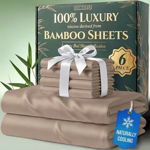 Miniatura 27 de DECOLURE Juego de sábanas 100% viscosa derivada de bambú, tamaño individual, sábanas de lujo de 4 piezas de enfriamiento natural, juego de cama