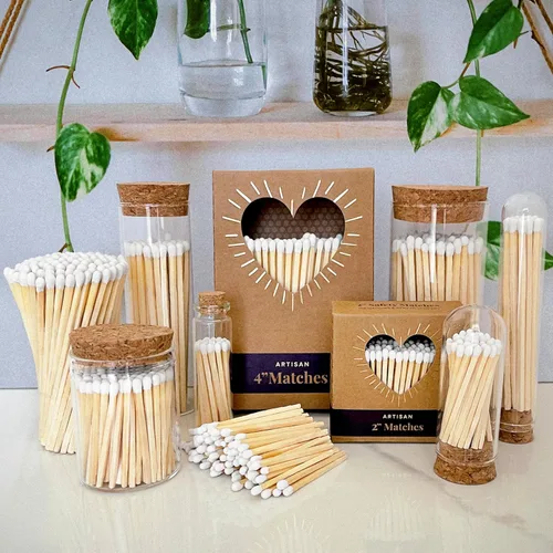 Miniatura 7 de Cerillas blancas de 4 pulgadas + calcomanías de golpeador incluidas 300 fósforos decorativos de seguridad de punta blanca con clase Cerillas
