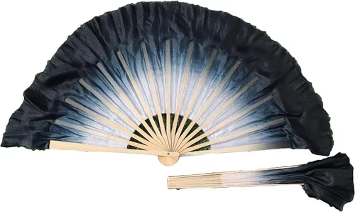 Miniatura 24 de Winged Sirenny Pares de abanicos plegables de seda cortos de 4 pulgadas (3.9 in) para adoración y baile popular chino (negro a morado)