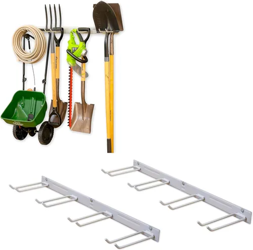 Miniatura 7 de StoreYourBoard Estante Montado en Pared con 4 Ganchos de Garaje – Soporte de Acero Resistente para Almacenamiento de Garaje y Jardín para Cobertizo