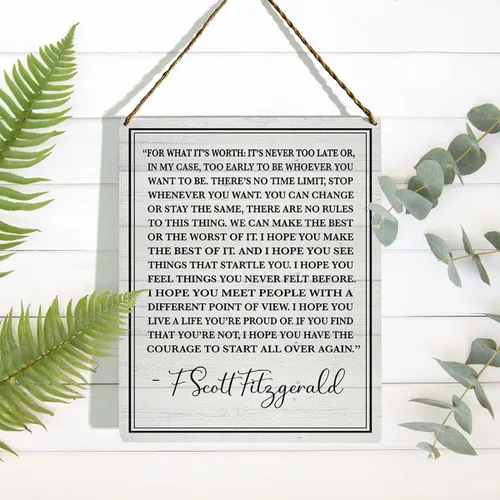Miniatura 5 de Placa de letrero de madera con cita F Scott Fitzgerald, citas de F Scott Fitzgerald, cita inspiradora de F Scott Fitzgerald, impresiones de madera