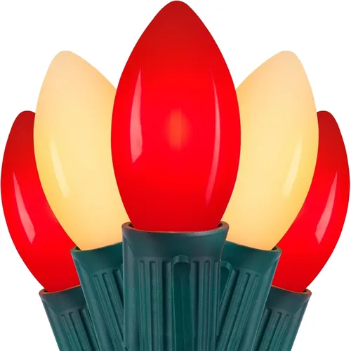 Miniatura 10 de Luces LED de Navidad vintage C9 para exteriores, cadena de 50 pies con 25 bombillas inastillables, impermeables, conectables, luces de árbol