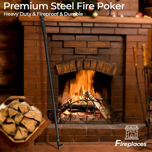 Miniatura 7 de Póquer de fuego para hoguera, póquer de chimenea de 32 pulgadas, póquer largo resistente para chimenea, camping, estufa de leña, uso en exteriores e