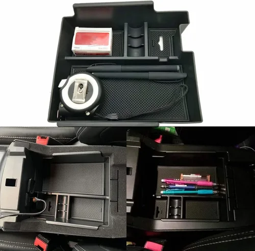 Compatible con Ford Explorer 2012 2013 2014 2015 2016 2017 2018 2019 Organizador de bandeja para consola central, caja de almacenamiento secundario