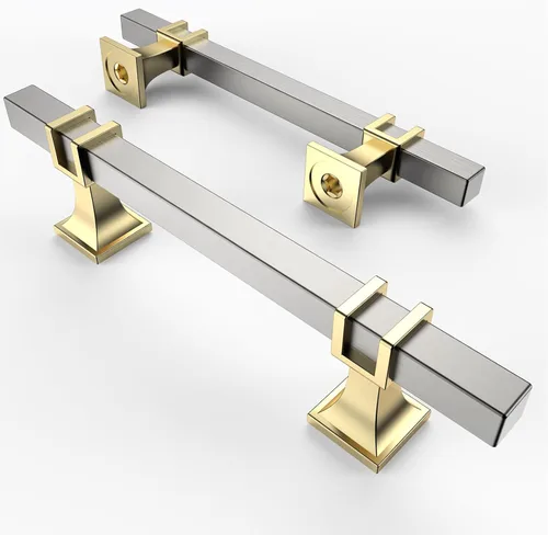 Miniatura 22 de Asidrama - Paquete de 10 manijas para alacena de 3 pulgadas (76mm) de color negro mate y dorado, tiradores para gabinete, accesorios para gabinete