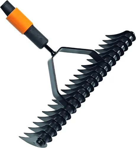 Miniatura 2 de Fiskars QuikFit 1000655 - Rastrillo aireador, cabezal de herramienta, ancho: 14.6 in, negro/naranja