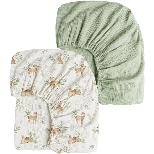 Miniatura 9 de Konssy Sábanas de Muselina para Cuna para Niña y Niño, 2 Piezas de Sábanas de Bebé de Algodón Suave y Transpirable para Colchón de Cuna Estándar
