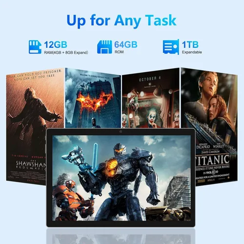 Miniatura 3 de 2026 Última tableta, 12 GB de RAM 64 GB ROM, procesador Octa-Core 10.1 pulgadas HD IPS pantalla táctil tabletas Android, tableta 2 en 1 con teclado