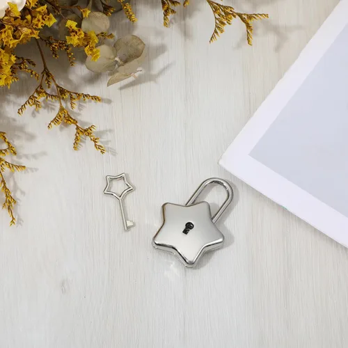 Miniatura 7 de Mabor - Cerraduras pequeñas con llaves, 2 candados pequeños en forma de estrella con llaves para diario, libro, joyero, bolso, bolso, equipaje, caja