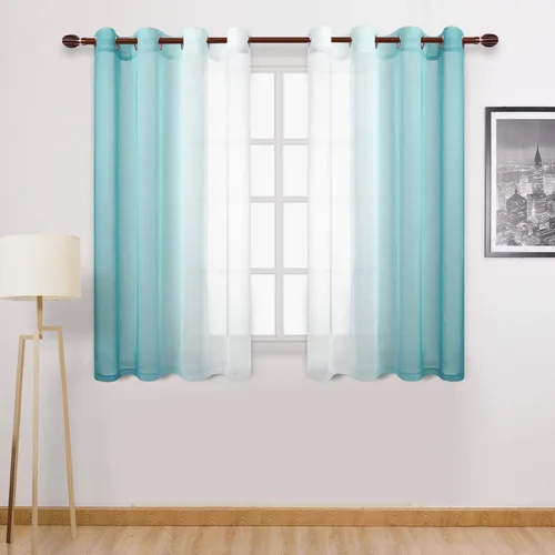 Miniatura 13 de DWCN Cortinas Transparentes de Lino Sintético Negro Degradado Ombré - Cortinas Semi Transparentes de Gasa con Ojales en la Parte Superior