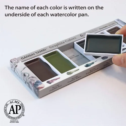 Miniatura 4 de Kuretake GANSAI TAMBI GRAPHITE COLORS, juego de 6 colores, pintura de acuarela para profesionales, para artistas y artesanos, ilustraciones, dibujo