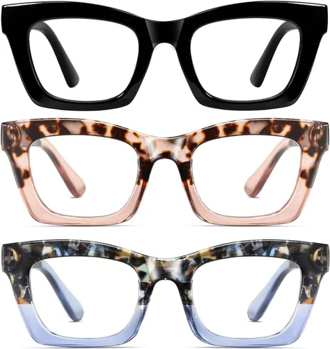 Miniatura 13 de Hubeye Oprah Style - Lentes de lectura para mujeres y hombres, bloqueo de luz azul, para computadora con bisagra de resorte Negro