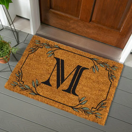 Miniatura 67 de Evergreen Flag Alfombra de puerta de fibra de coco monograma Letra B Alfombra para puerta delantera para interiores y exteriores 71x41 cm