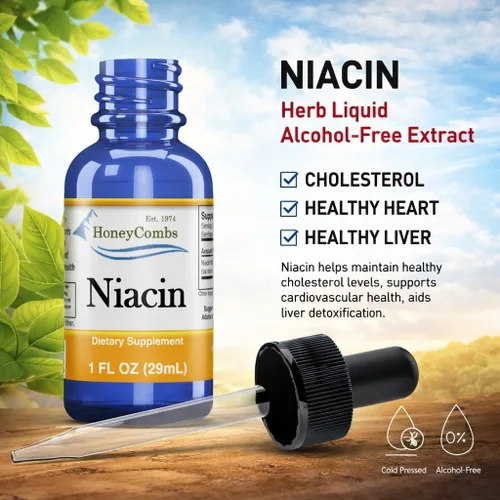 Miniatura 3 de HoneyCombs Vitamina B3 Niacina Líquida 500% DV Niacinamida B3 Suplemento Sublingual Complejo B Vitamina - Hecho en Estados Unidos - Niacina Vitamina