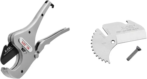 RIDGID Paquete de corte de tubos de plástico - Cortador de tubos de trinquete (30088) + Cuchilla de repuesto (27858) para RC-1625