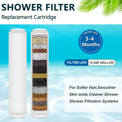 Miniatura 2 de Filtro de agua de repuesto para cabezal de ducha de mano, compatible con PWERAN y sistema de filtro de mano Fitespot, elimina metales pesados