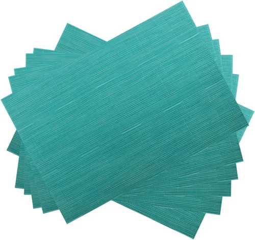 Miniatura 33 de Juego de 6 manteles individuales de PVC, juego de 6 manteles individuales de vinilo tejido de PVC, color natural (6 piezas, hojas moradas)