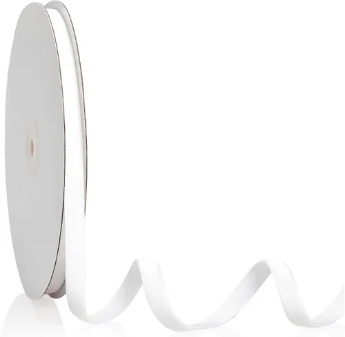 Miniatura 78 de Cinta de terciopelo blanco de 1/4 pulgadas x 20 yardas para decoración de corona de árbol de Navidad, manualidades, adornos hechos a mano, envoltura