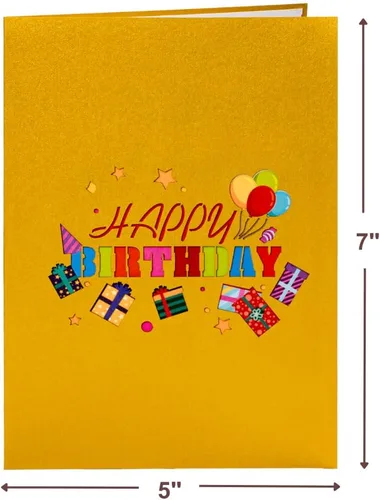 Miniatura 2 de Paper Love Tarjeta desplegable de feliz cumpleaños, para adultos y niños, cubierta de 5 x 7 pulgadas, incluye sobre y etiqueta de notas
