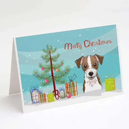 Miniatura 26 de Caroline's Treasures BB1616GCA7P - Tarjetas de felicitación y sobres de árbol de Navidad y sabueso afgano, paquete de 8 tarjetas en blanco