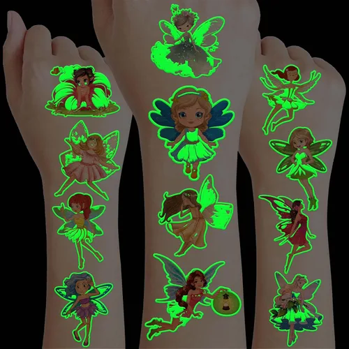 96 tatuajes temporales precortados para niños y niñas, regalos de fiesta de cumpleaños, suministros de Halloween, regalos de princesa, temática de