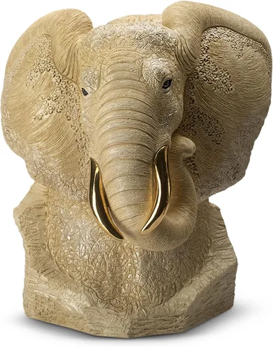 Miniatura 10 de De Rosa Busto de elefante negro grande de cerámica esculpida hecha a mano tamaño galería