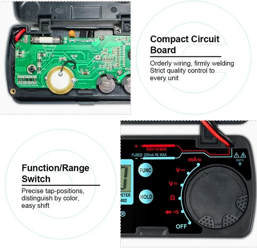 Miniatura 4 de allsun Mini rango automático plegable multímetro digital probador automotriz AC DC Volt AMP Ohm LCD Voltímetro de viaje Amperímetro probador