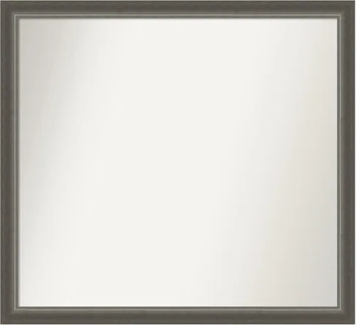 Miniatura 88 de Amanti Art Espejo de baño plateado para sobre fregadero, 25 x 25 pulgadas, espejo de tocador cuadrado estrecho de níquel cepillado, marco de madera