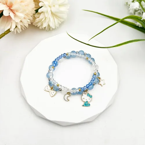 Miniatura 6 de Juego de pulseras kawaii con cuentas de cristal, diseño de dibujos animados con cuentas elásticas de perlas, joyería para niñas y mujeres, regalo