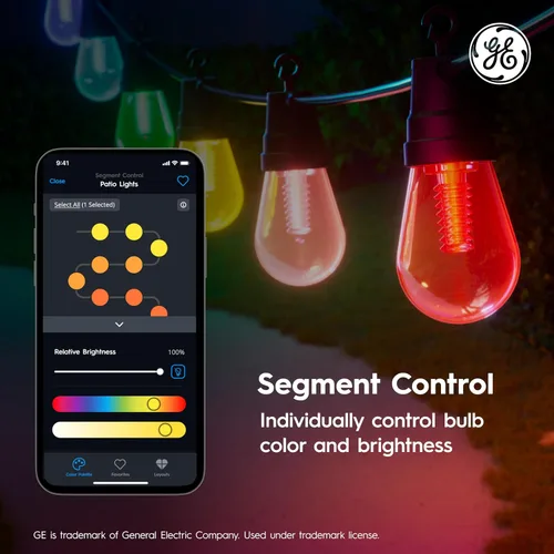 Miniatura 6 de GE Cync Luces inteligentes para café con efectos dinámicos, luces de cadena para patio que cambian de color, compatibles con Alexa y Google, 48 pies